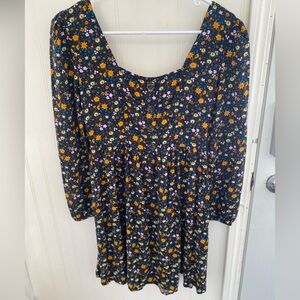 2 for $12 💖 Mudd Floral Square Neck Boho Shirt or Dress w Button Detail Size XS